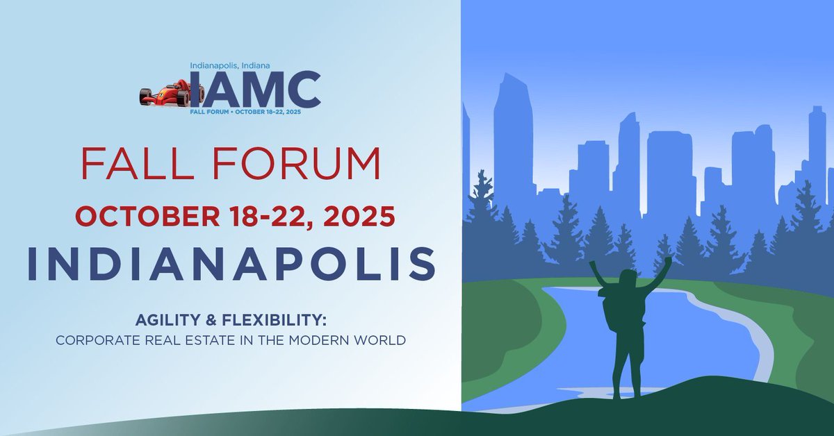 IAMC (@iamcgroup) on Twitter photo The future of CRE is agile.
Join us in Indianapolis, Oct 18–22 for IAMC’s Fall 2025 Forum: Agility & Flexibility—CRE in the Modern World.
Secure your spot iamc.org/events/confere…
#IAMC #CorporateRealEstate #IndustrialRealEstate #FallForum #CRELeadership #SiteSelection The future of CRE is agile.
Join us in Indianapolis, Oct 18–22 for IAMC’s Fall 2025 Forum: Agility & Flexibility—CRE in the Modern World.
Secure your spot iamc.org/events/confere…
#IAMC #CorporateRealEstate #IndustrialRealEstate #FallForum #CRELeadership #SiteSelection