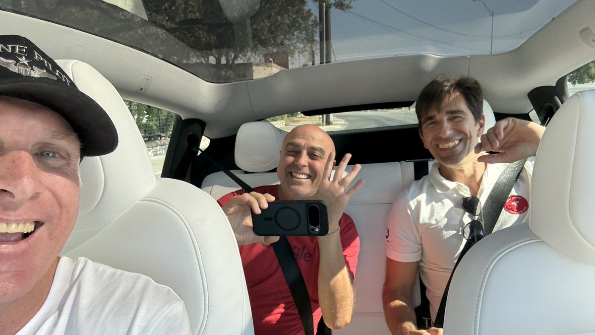 JoeTegtmeyer's tweet photo. More @robotaxi rides with the Italian @Tesla club with big time YouTuber @devix195 filming an episode for his Italian channel! 

Hey @Tesla , they need FSD and Robotaxi in Italy! https://t.co/ssH7e9PhdR