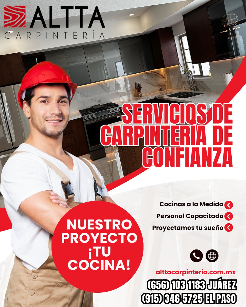 AlttaCarpintyC's tweet image. 🌲🔧🌟 Altta Carpintería trabaja para ti con calidad
Visítanos en alttacarpinteria.com.mx contáctanos al (656) 103 1183 Juárez y (915) 346 5725 El Paso o al correo:ventas@alttacarpinteria.com.mx
#MueblesConEstilo #CalidadQueSeSiente #MueblesDeLujo #MueblesDeMadera #MueblesAMedida