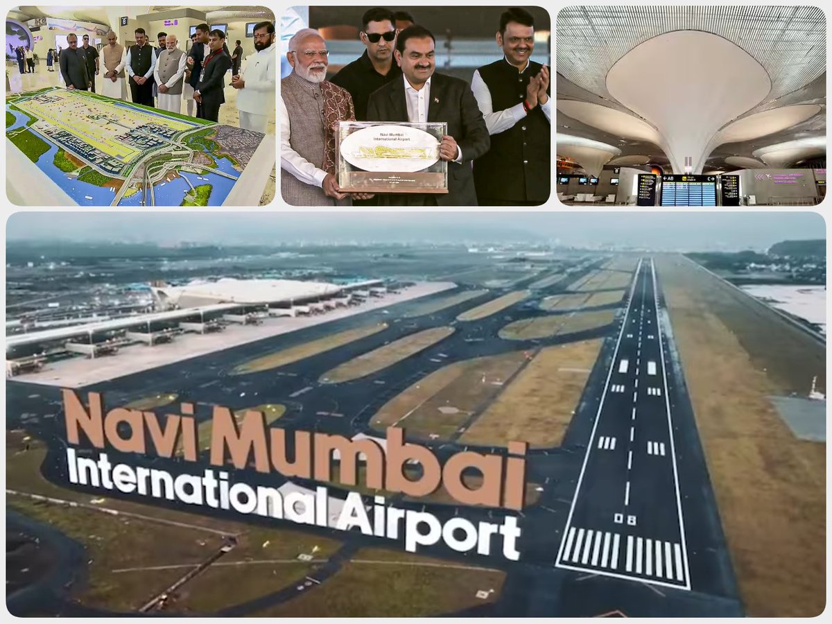 delhiwatcher's tweet photo. PM Modi inaugurated Phase One of @NaviMumbai International Airport, where tradition meets modern architecture &amp; flights meet opportunity. 

👉  Read more https://t.co/x8q87gCYj1

#NaviMumbaiAirport #PMModi #NMIA #AdaniGroup #MumbaiAirport #AviationIndia #GreenfieldAirport https://t.co/k6bYyzMmMy