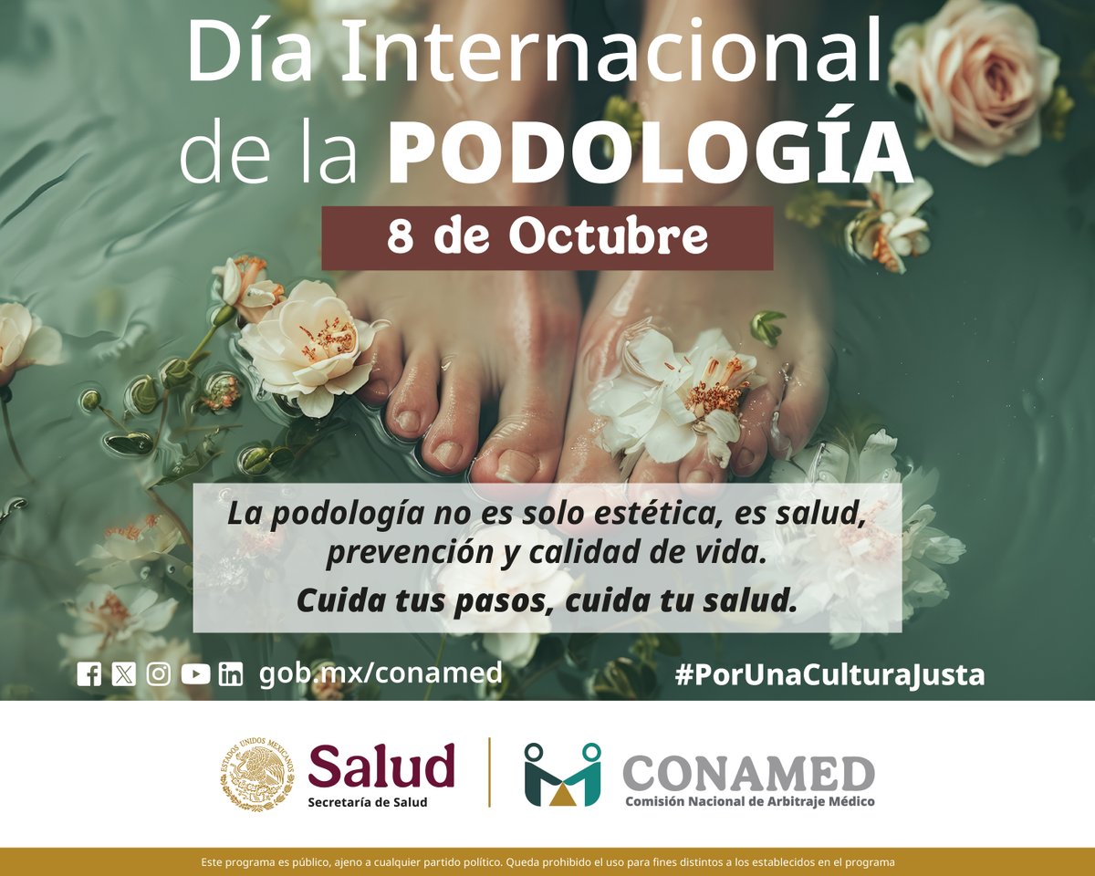 CONAMED_SALUD's tweet image. 8 de octubre | Día Internacional de la #Podología 🦶
#Efemérides