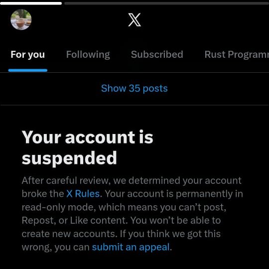 thatinrust's tweet image. @nikitabier senpai
my main account @amuldotexe got suspended for impersonation - even though amul is literally my real name in govt id which is already verified by @XCorpIndia @X
please reinstate for good karma, it's by 37 minutes since I haven't checked my feed & 3 hours…