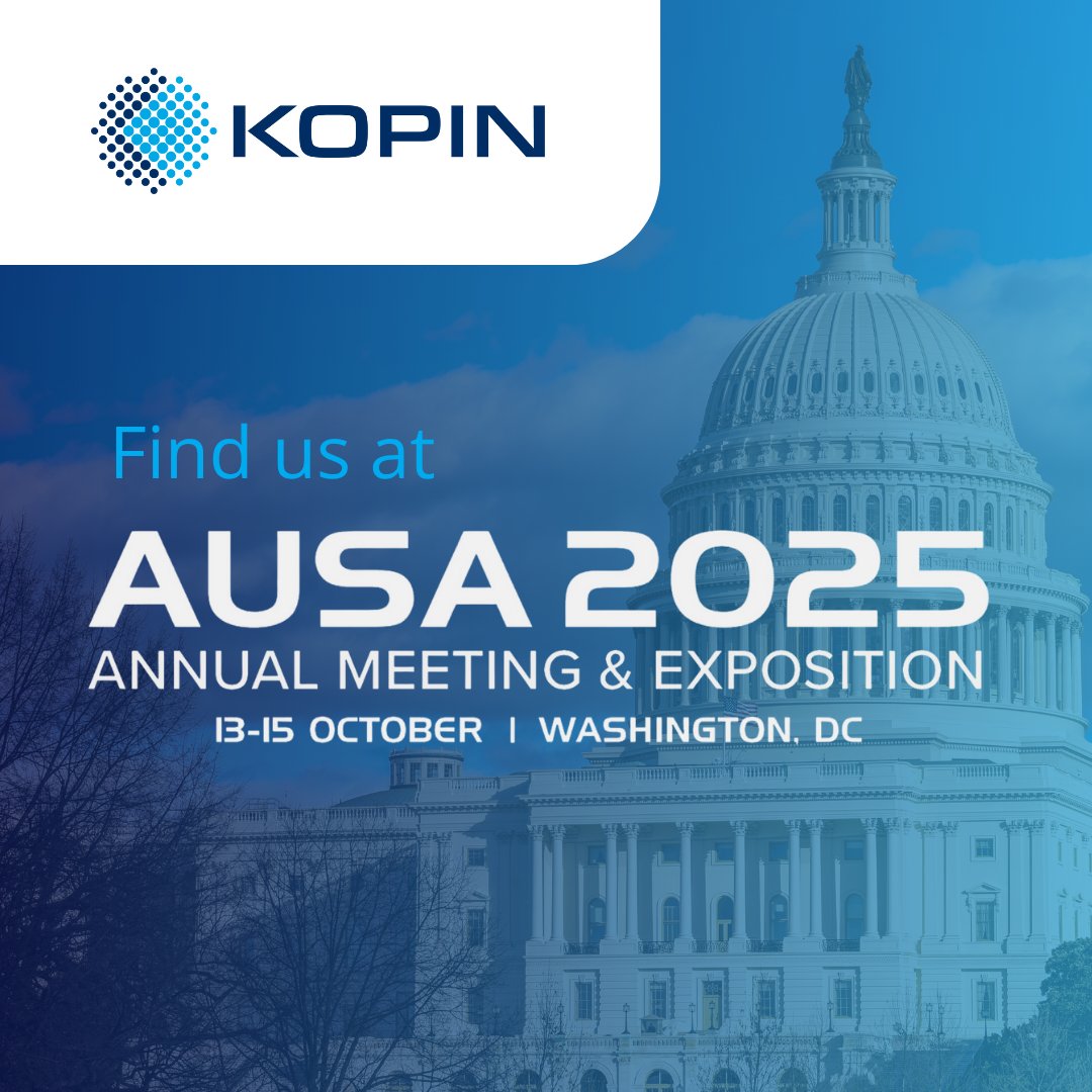 kopin's tweet image. We’re heading to D.C., Oct 13–15, for #AUSA2025!

See Kopin’s latest AR defense tech, from day and night HUDs to our AI-enabled NeuralDisplay™ #microdisplay.

Book a meeting: sales@kopin.com

#AugmentedReality #ArtificialIntelligence #MadeInUSA