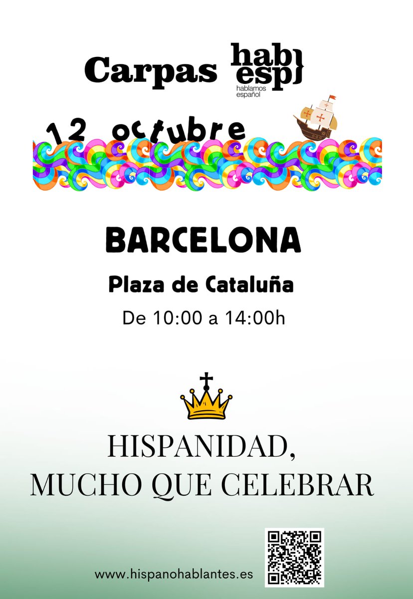 El 12 de octubre os esperamos en Plaza de Cataluña, como todos los años 😊. #HablamosEspañol
