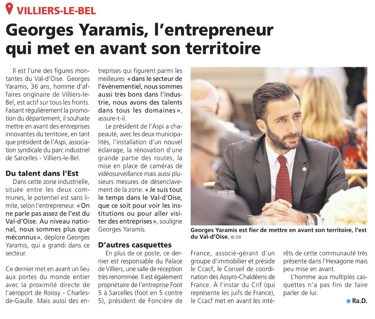Un beau portrait de notre ami #Georges_YARAMIS aujourd’hui dans la #Gazette_95 !

Bravo Georges !

<a href="/CCI_95/">CCI Val-d'Oise  🇫🇷</a> <a href="/CCI_Paris_IdF/">CCI Paris IdF</a> #CCACF (Conseil de Coordination des Assyro-Chaldéens de France) #Parc_Industriel_Sarcelles_Villiers_le_Bel