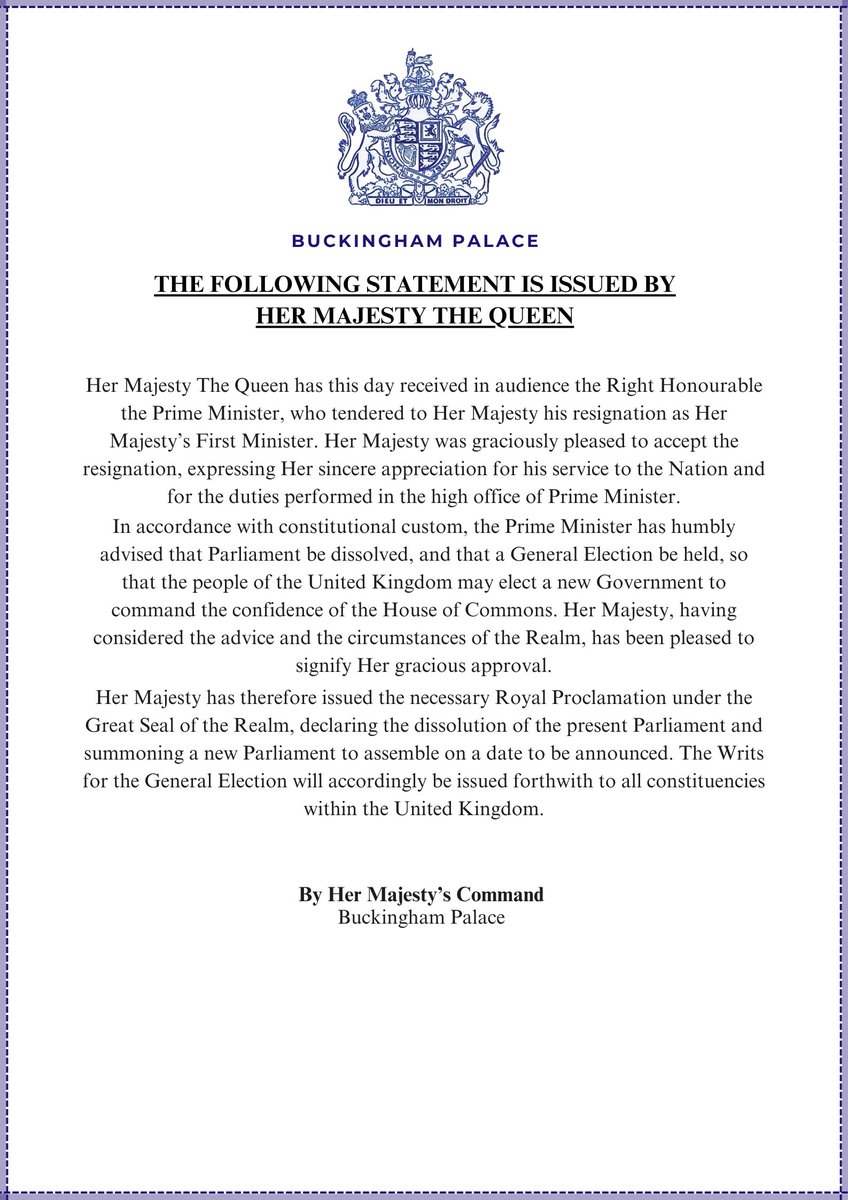 👑 | Statement issued by Her Majesty, The Queen.