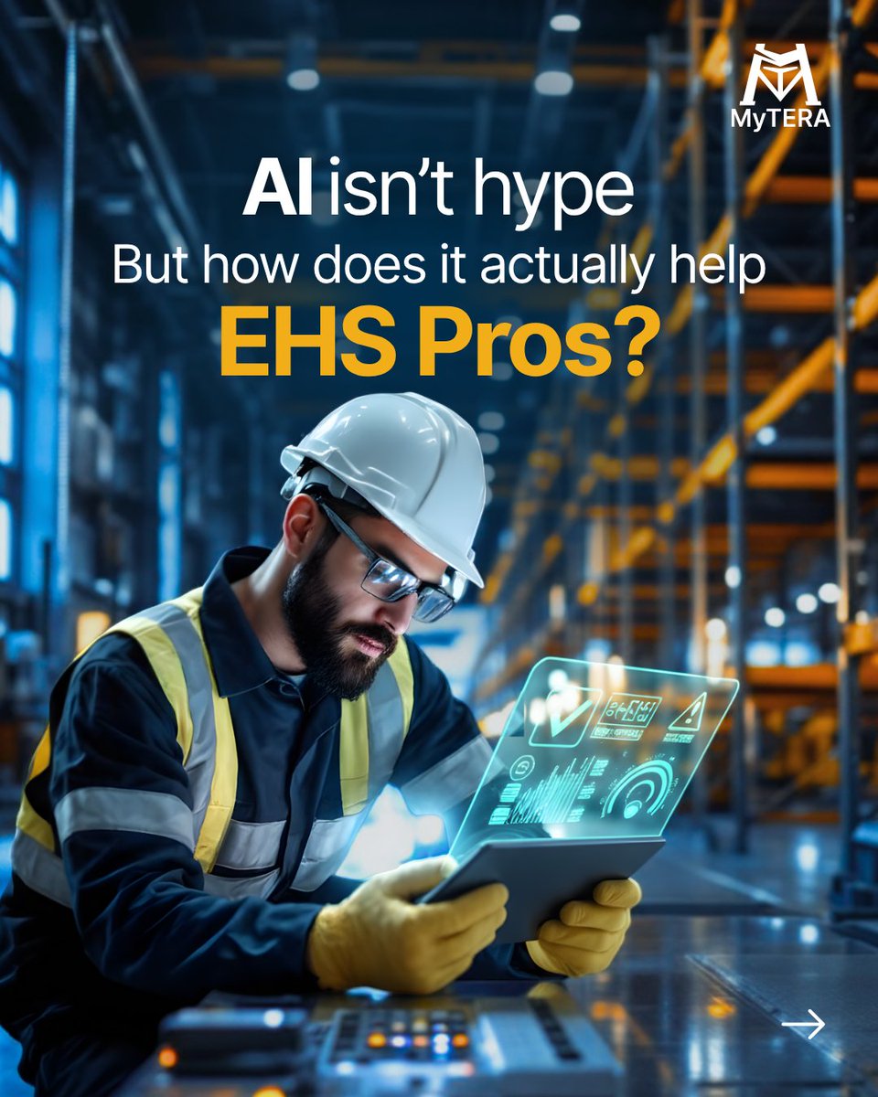 MyTERA365's tweet photo. AI isn’t here to replace EHS professionals, it’s here to empower them.

From predicting regulatory shifts to uncovering hidden risks and helping teams collaborate smarter, it’s not hype, it’s practical innovation.

Join us on October 22nd → https://t.co/zHAzgKL9ec https://t.co/YKpvhrsXHV
