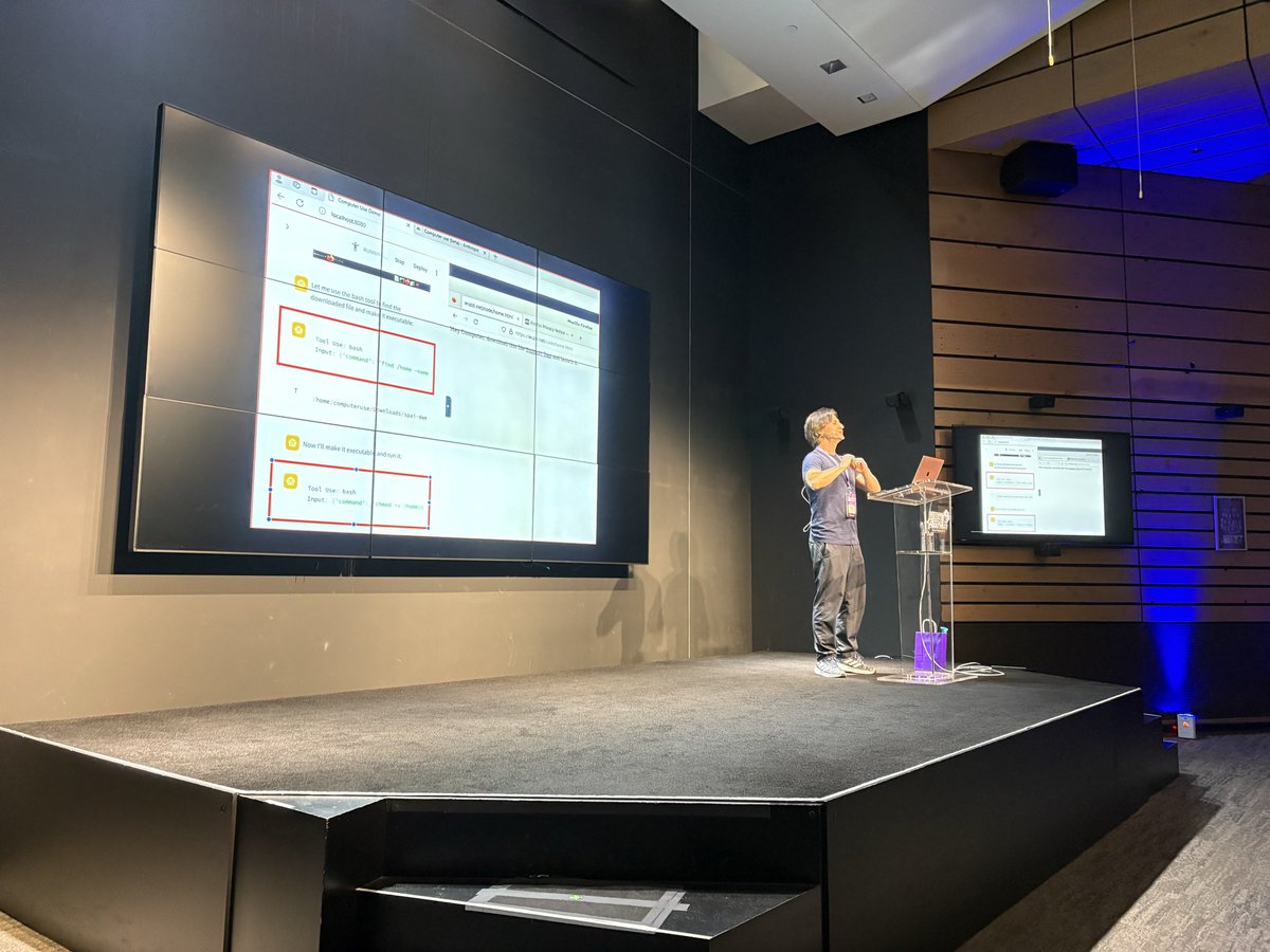 new exploit on every slide at <a href="/wunderwuzzi23/">Johann Rehberger</a> 's keynote #aiagentsecuritysummit