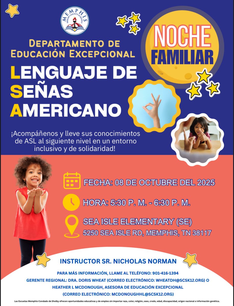 Join us today at 5:30 p.m. in our cafeteria for ASL Family Night. **This event is open to all families.**