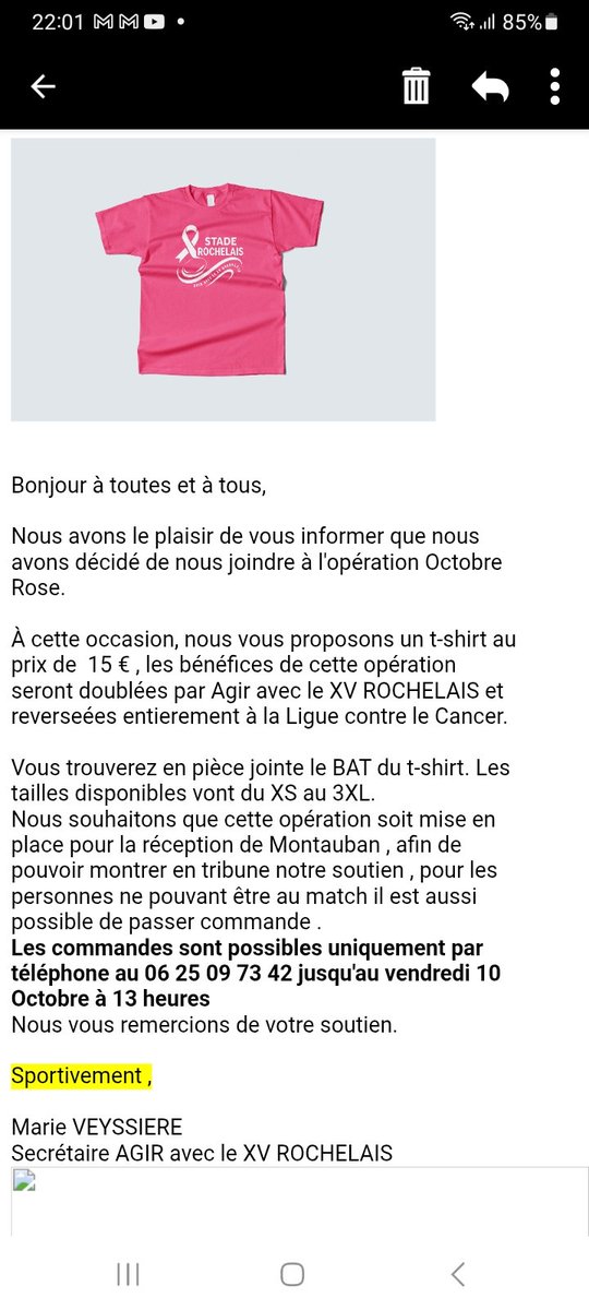 82 Tee-shirts Rose en commande. 
Inondons le Stade Rochelais de Roses avec du 💛🖤 (bien sûr) allez soyons fous. 
📳⬇️