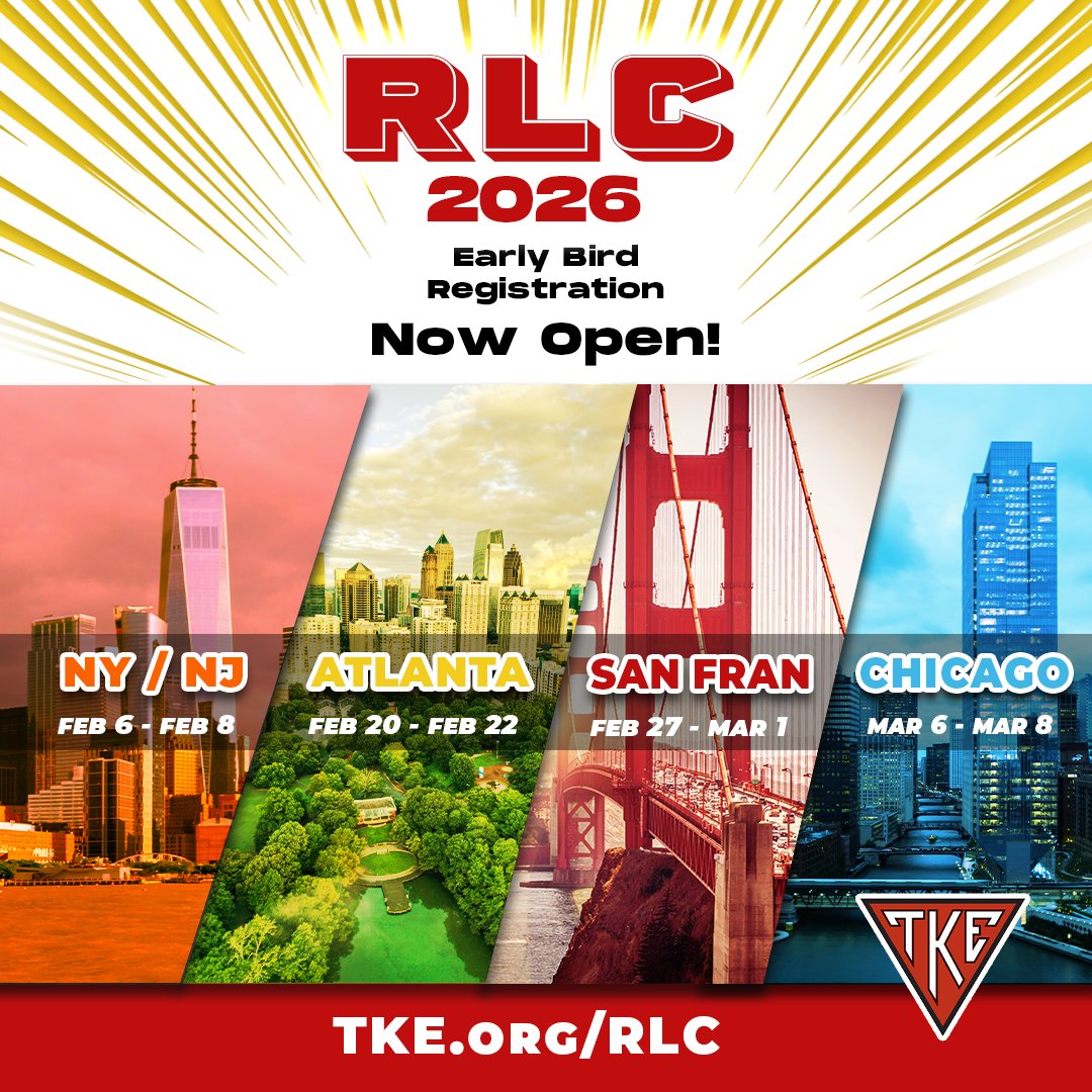 And we're LIVE! Early Bird Registration for the 2026 Regional Leadership Conferences is OPEN! If you've never been, get ready for an amazing array of talented Tekes sharing best practices on a variety of topics that will help your chapter AND you personally! If you have been,
