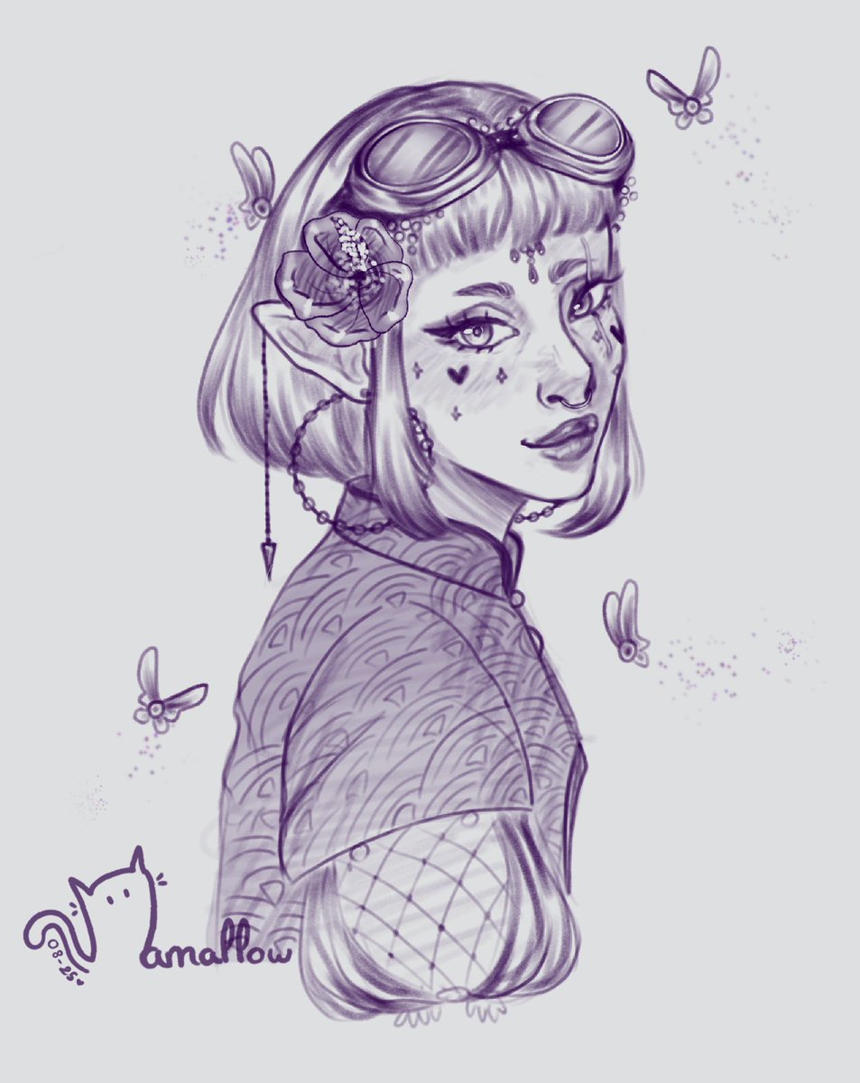 _mamallow_'s tweet photo. Little monochrome sketch~ 🧚‍♀️ https://t.co/OiqbDBXcwJ