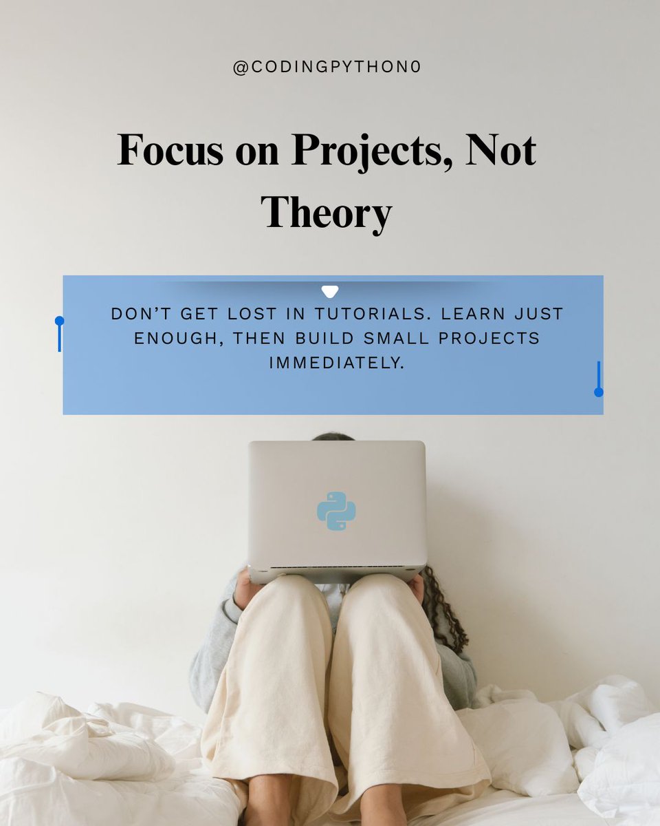 codingpython0's tweet image. Want to learn Python fast? 🐍
Stop watching tutorials — start building. 💪
Projects teach what theory can’t.
Create → break → fix → repeat. That’s how pros learn. 🚀
#Python #100DaysOfCode #LearnToCode #ProgrammingTips #DevJourney