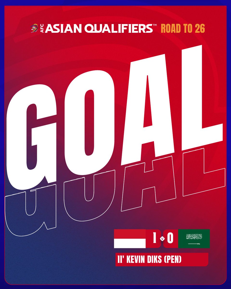 afcasiancup's tweet image. GOAL | 🇮🇩 Indonesia 1️⃣-0️⃣ Saudi Arabia 🇸🇦

Kevin Diks gives Garuda the dream start from the penalty spot! 

Watch Live 📺 gtly.to/8gLPUEOps

#AsianQualifiers | #IDNvKSA