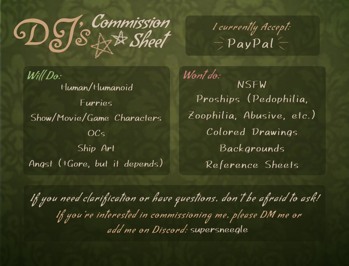 supersneegle's tweet image. ‼️Snooze Official Commission Sheet‼️
(Check my BIO for current status)

Anything is appreciated!!✨

#commissionsopen #CommissionSheet #artcommissions #ArtCommission #CartoonArt #characterdesign #artistpromo #artist