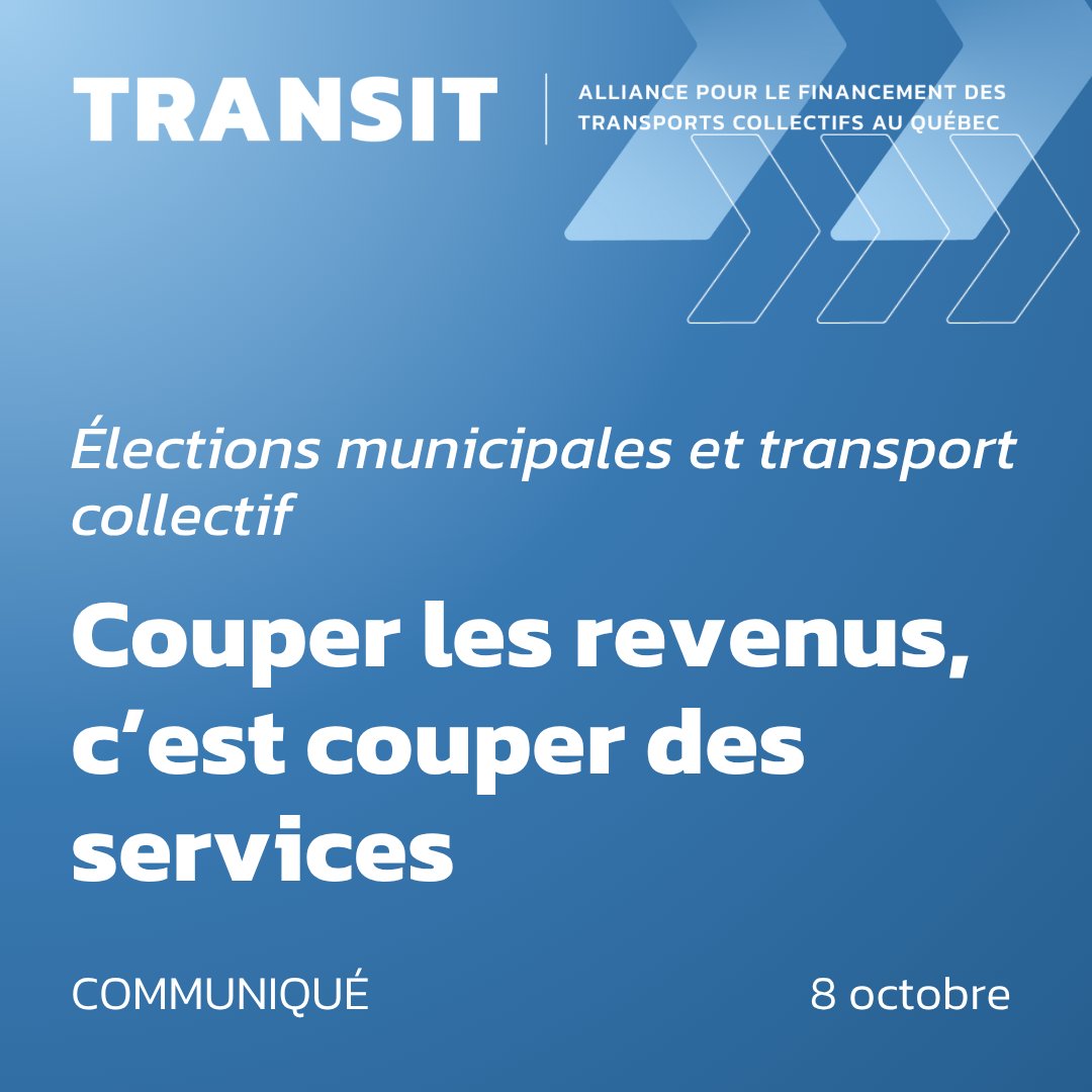 Face à des promesses de couper les taxes sur l’immatriculation dans certaines campagnes municipales ou même la taxe sur l’essence à l’échelle nationale; «couper dans les revenus sans couper dans les services relève de la pensée magique».
👇Communiqué:
transitquebec.org/2025/10/electi…