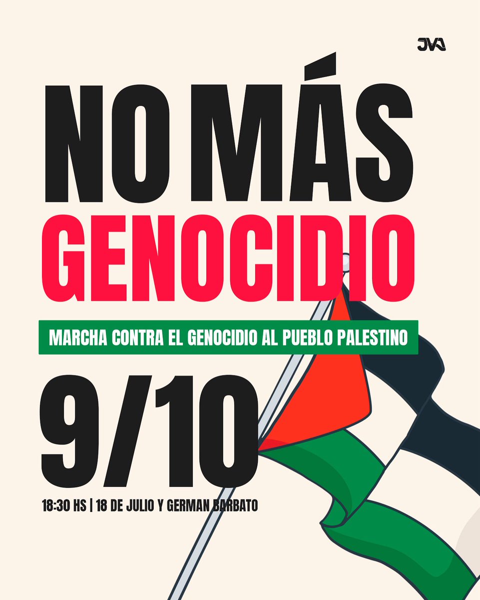 Mañana marchamos contra el genocidio al pueblo palestino ✊🏼🇵🇸

A las 18:30 hs, desde 18 de julio y Germán Barbato. 
 
No más genocidio. Palestina Libre.