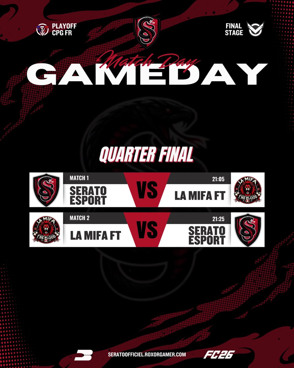 SRT Mesah (@srtmesah) on Twitter photo Fc26 🔴⚫️
Ce soir place au quart de Final Aller retour pour les playoff <a href="/CPG_FR/">CPG France</a>
A nous de montrer nos vrais valeurs ! Fc26 🔴⚫️
Ce soir place au quart de Final Aller retour pour les playoff <a href="/CPG_FR/">CPG France</a>
A nous de montrer nos vrais valeurs !
