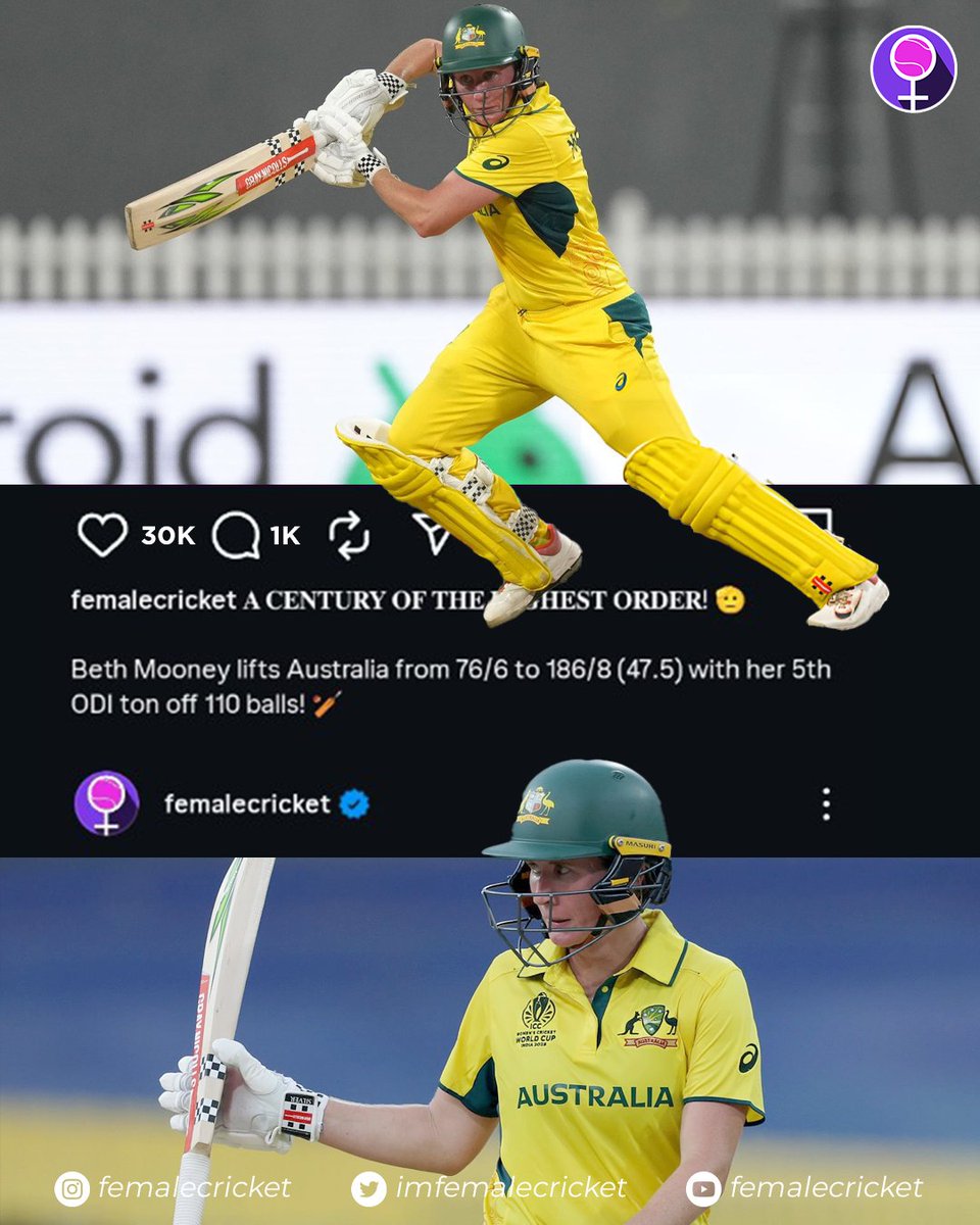 imfemalecricket's tweet image. Still not over 𝐭𝐡𝐚𝐭 Beth Mooney brilliance! 🥶

Clutch, shock-absorber, you name it, she has it all! 🔥🏏

#CricketTwitter #CWC25 #AUSvPAK