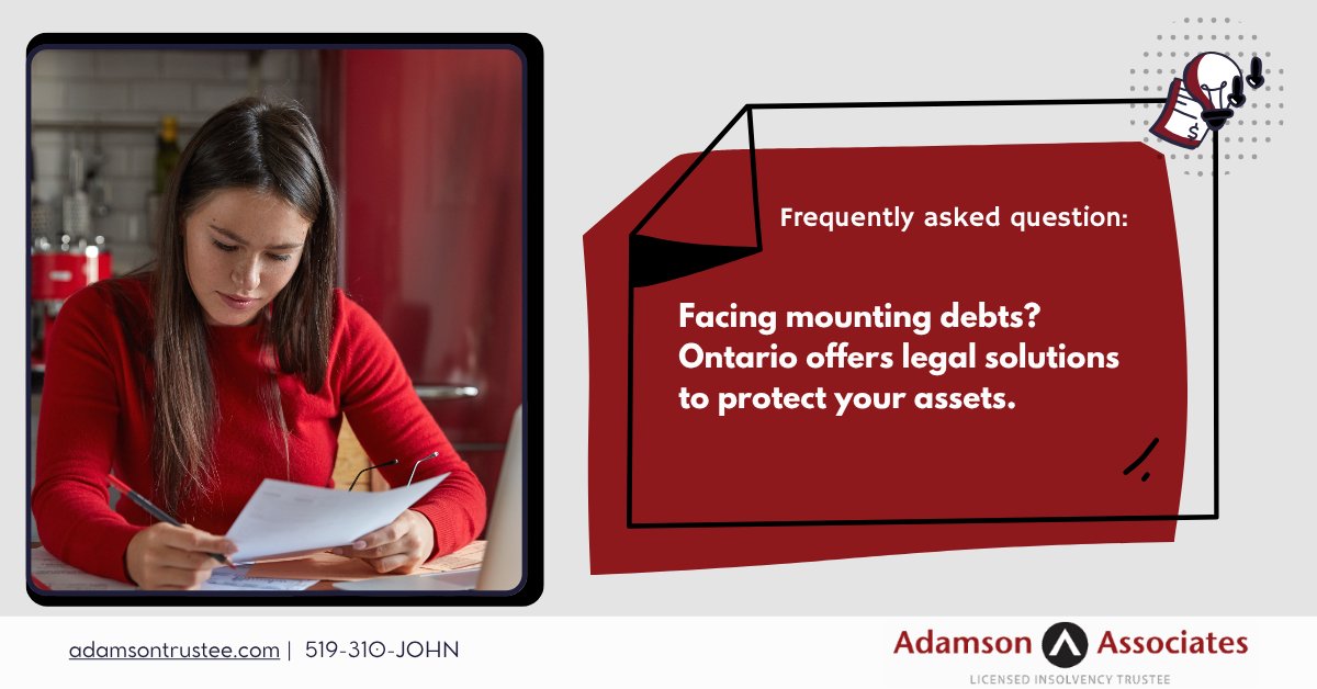 310JohnAdamson's tweet photo. In Ontario &amp; need debt relief? A Licensed Insolvency Trustee can guide you through Consumer Proposals &amp; Bankruptcy—legal paths to erase most unsecured debt &amp; get immediate protection from creditors.
https://t.co/mbrRleyAbN #DebtReductionOntario  #DebtHelp #FinancialFreedom https://t.co/RBbyLB1pXh