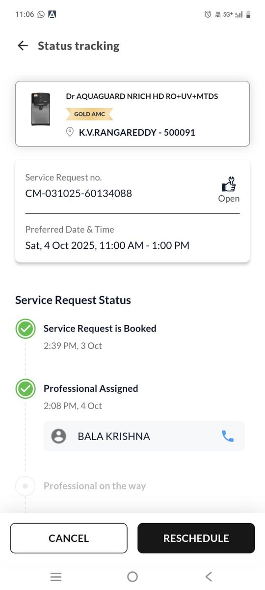 Er_MohanGaikwad's tweet photo. @EurekaForbes Not getting filter replaced despite having gold amc plan https://t.co/fKaeKptX8g