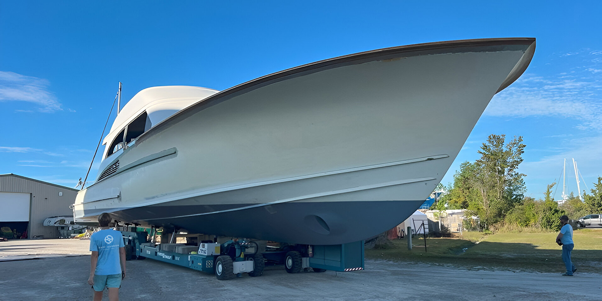 JarrettBay's tweet photo. A big week at Jarrett Bay as Hull 68 officially rolls into building 8. The 90-foot custom sportfish has reached another major milestone in her journey.
The engines, generators, and gyros are now installed, along with the mezzanine deck, fish box, cabin, and bridge surround. https://t.co/Wg1cmAW6so