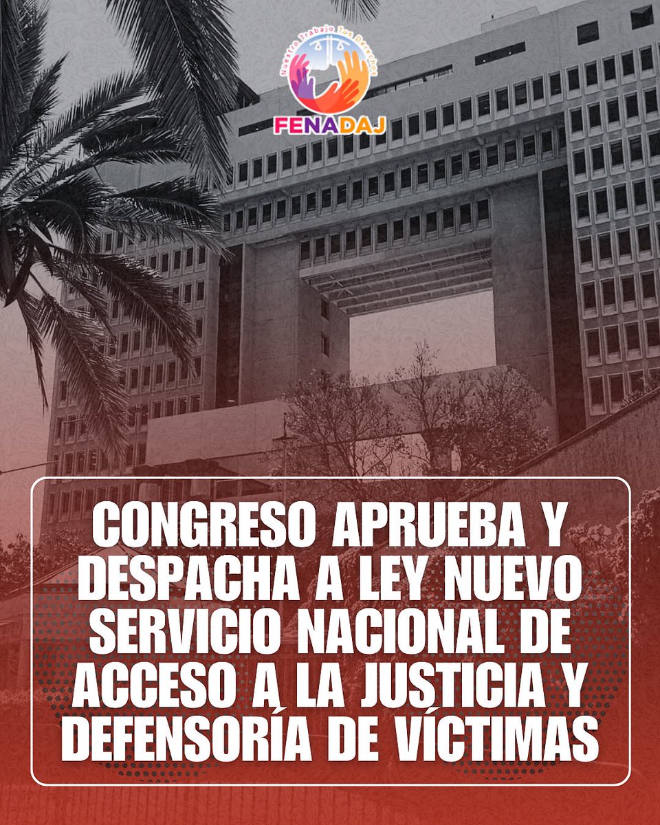 Finalmente, el Congreso aprobó y despachó a ley el proyecto que crea el nuevo Servicio Nacional de Acceso a la Justicia y Defensoría de Víctimas. 

#TusDerechosNuestroTrabajo 💪⚖️