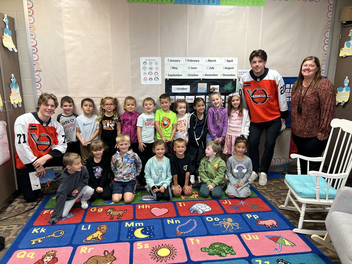 OmahaLancers's tweet photo. Our ‘Stick With Reading’ program continued this week as our guys stopped by Bennington area schools the last two days. Thank you to Sunset Hills, Westbrook and Oakdale Elementary schools for having us! https://t.co/EK0A4K0j7o