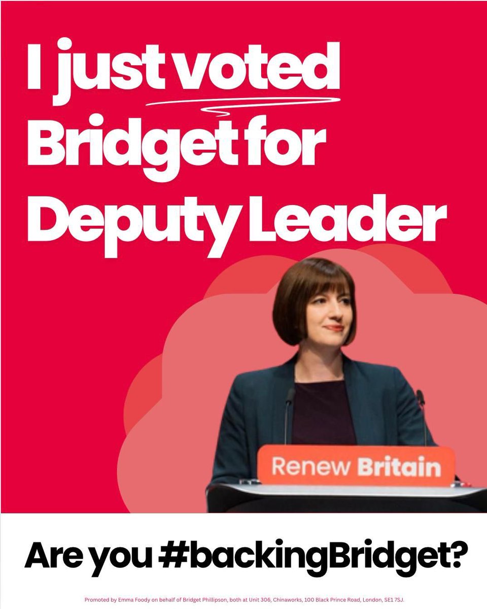 Voted <a href="/bphillipsonMP/">Bridget Phillipson</a> for Deputy Leader, she’s got the homework done, the class in order, and she’s ready to school Reform on reality, not rhetoric. #BackingBridget