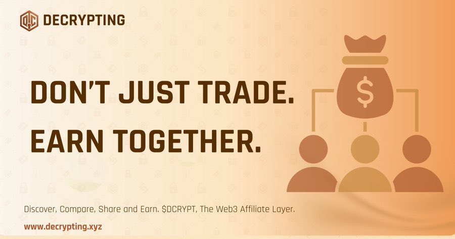 YahuzaAmadu's tweet photo. Projects plug in to gain transparent exposure. Users engage and earn from authentic interactions — not empty metrics.
@Decrypting_xyz bridges marketing, data, and DeFi, giving real ownership to those who grow the ecosystem.
Affiliate marketing just went on-chain.
#Web3Revenue | $DCRYPT