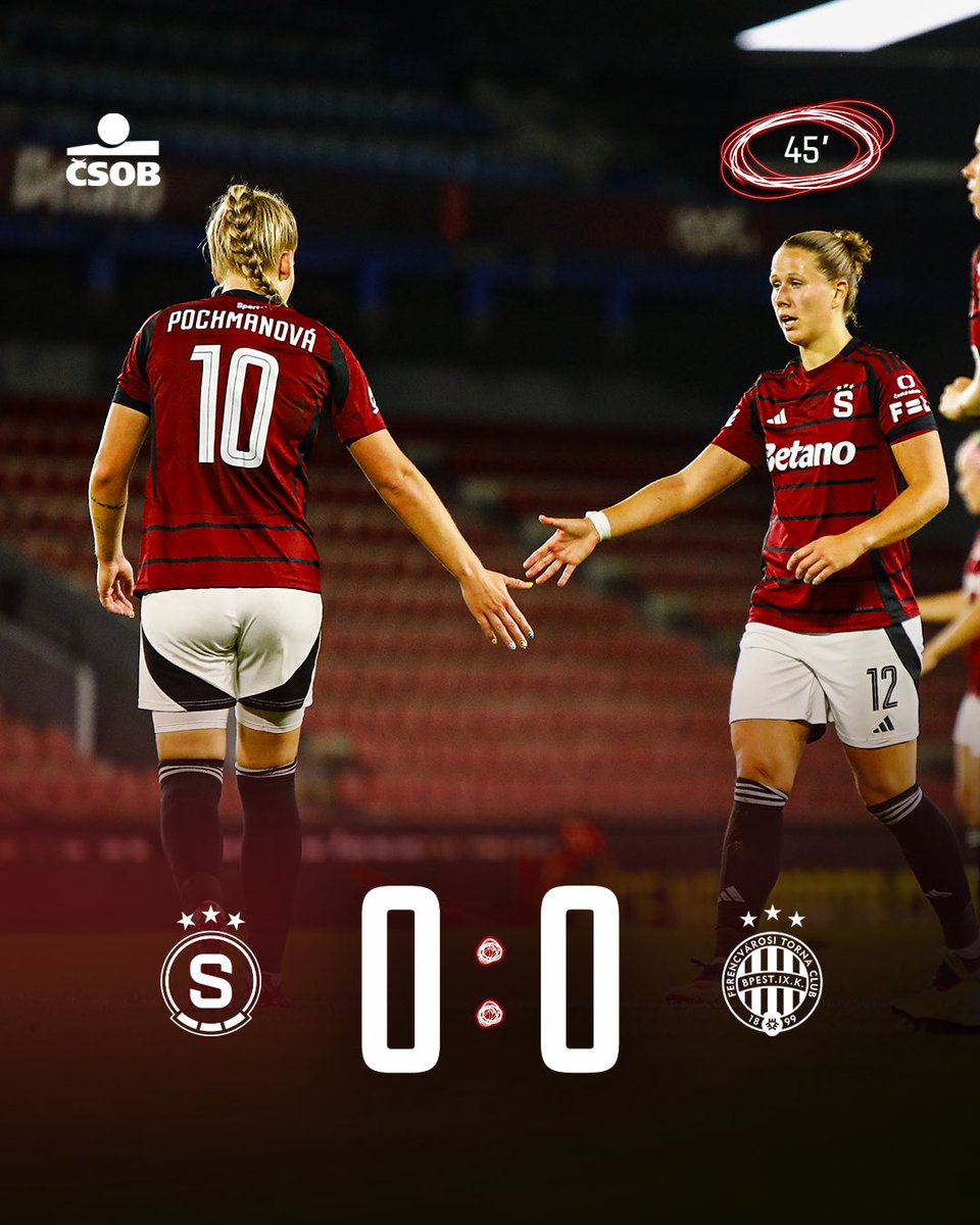 ACSparta_Zeny's tweet image. ⏱️ POLOČAS 

První polovina branku nepřinesla 🙅‍♀️

#acsparta | #csob