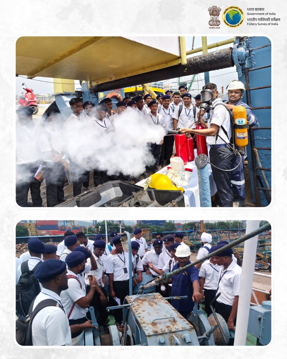 FisherySurveyOI's tweet image. 37 students along with 5 faculty member from Behara Institute of Maritime Training, Vizianagaram, Andhra Pradesh visited the Zonal Base of FSI, Visakhapatnam on 08.10.2025.

#FSI #MarineTraining #FisheriesResearch #SkillDevelopment #OceanAwareness #Visakhapatnam