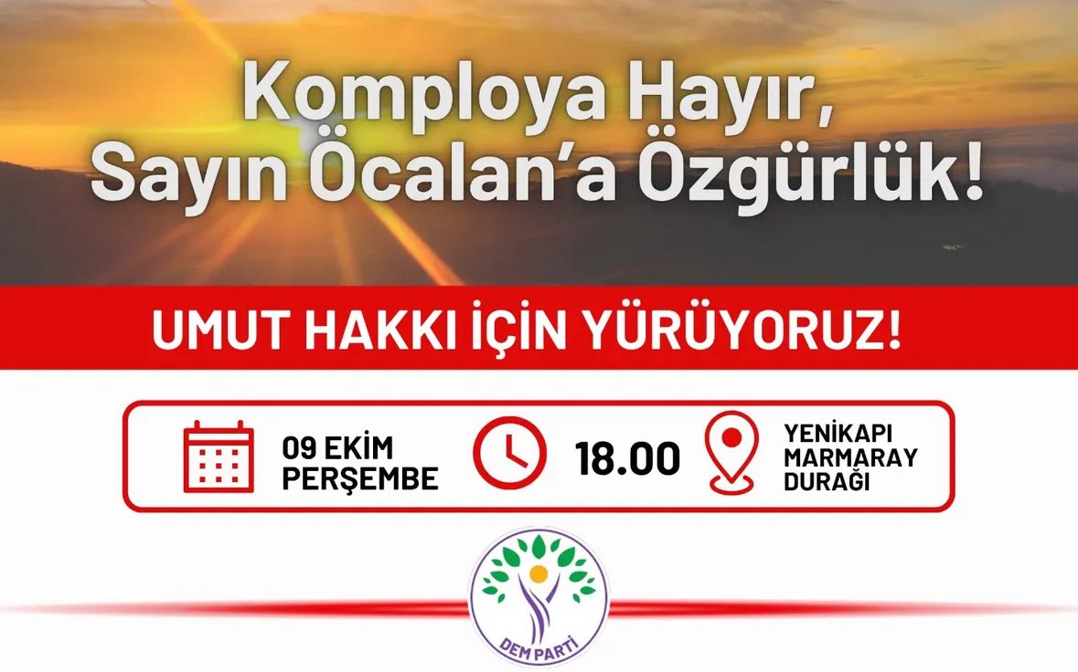 Terörist, vatan haini köpek için “umut hakkı yürüyüşü” adı altında propaganda yapan bu bölücülere geçit vermeyeceğiz. 

Türk Milleti’nin evlatları orada olacak! 
Yarın saat 17.00’da yenikapı Marmaray durağında bekliyoruz.