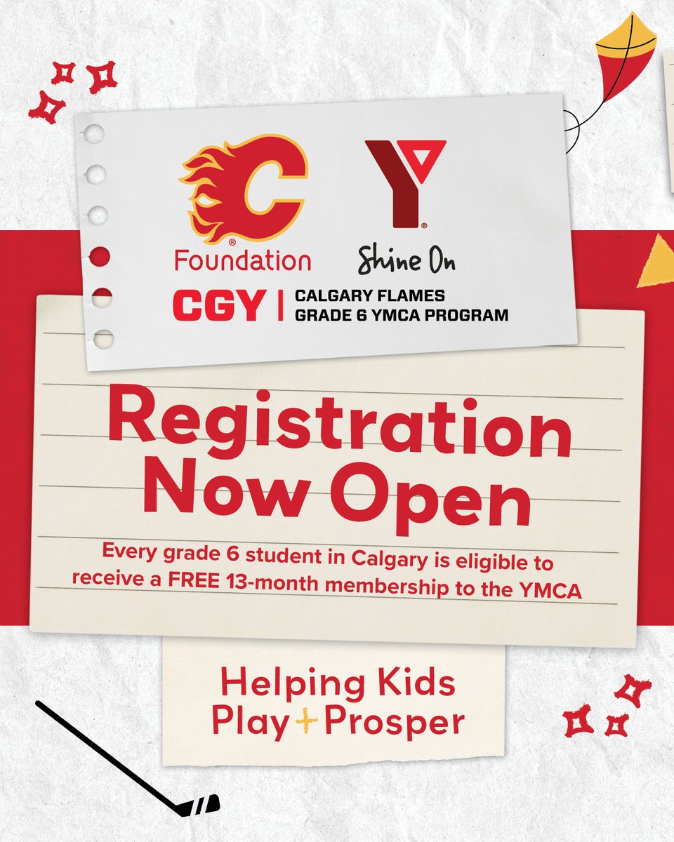 Flames Foundation (@flamesfdn) on Twitter photo Parents, have your registered your child for the #Flames Grade 6 <a href="/YMCA_Calgary/">YMCA Calgary</a> Program?
Every Grade 6 student in #yyc is eligible to receive a FREE YMCA Calgary membership!  
Register your child: ymcacalgary.org/grade6 Parents, have your registered your child for the #Flames Grade 6 <a href="/YMCA_Calgary/">YMCA Calgary</a> Program?
Every Grade 6 student in #yyc is eligible to receive a FREE YMCA Calgary membership!  
Register your child: ymcacalgary.org/grade6