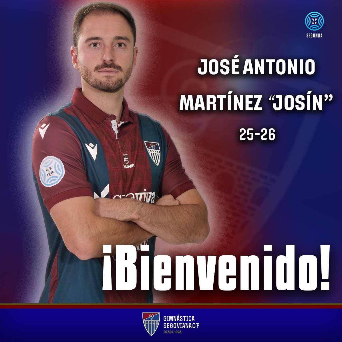 👋🏻 La Segoviana refuerza el centro de la defensa con la llegada de José Antonio Martínez  "Josín ".
🙌🏻 ¡Bienvenido!
#AúpaSego🔵🔴