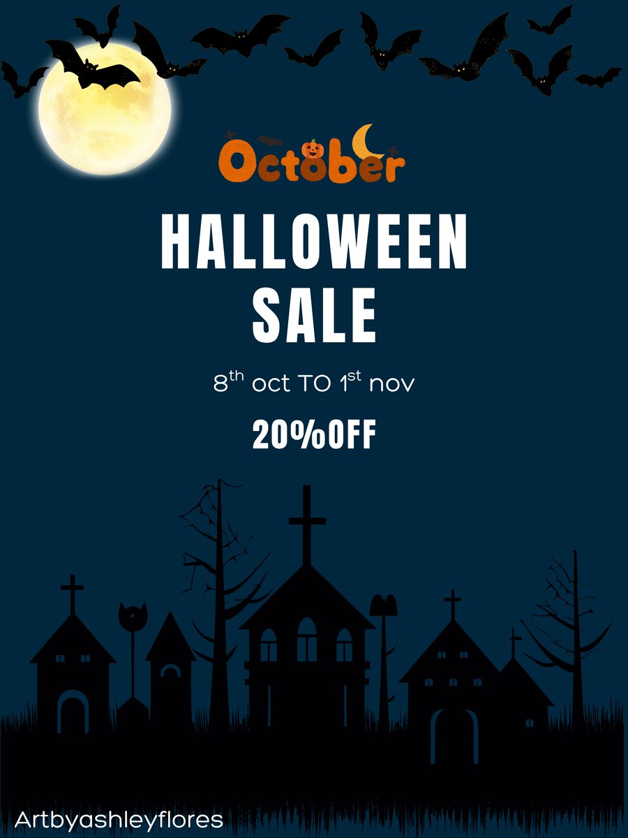 AshleyFlor01's tweet photo. Hey, I'm a artist, I offer 20% OFF for my all type of graphic designs for (8th OCT to 1st NOV) #halloweensale If you intrested DM me for comissions.
#graphicdesigns 
#halloween 
#ArtStream
#TwitchCommunity https://t.co/3XGS3XhKBB