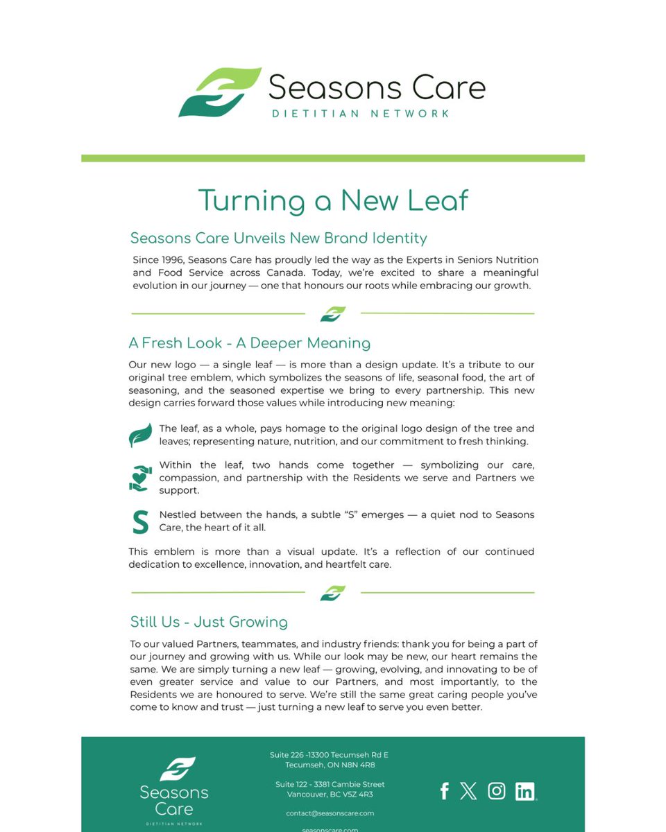 🌿 Turning a New Leaf 🌿

We’re proud to introduce the fresh face of Seasons Care! Our new brand identity reflects growth, renewal, and our unwavering commitment to compassionate care.

This is more than a logo, it’s a symbol of the journey we’re on together. 💚
