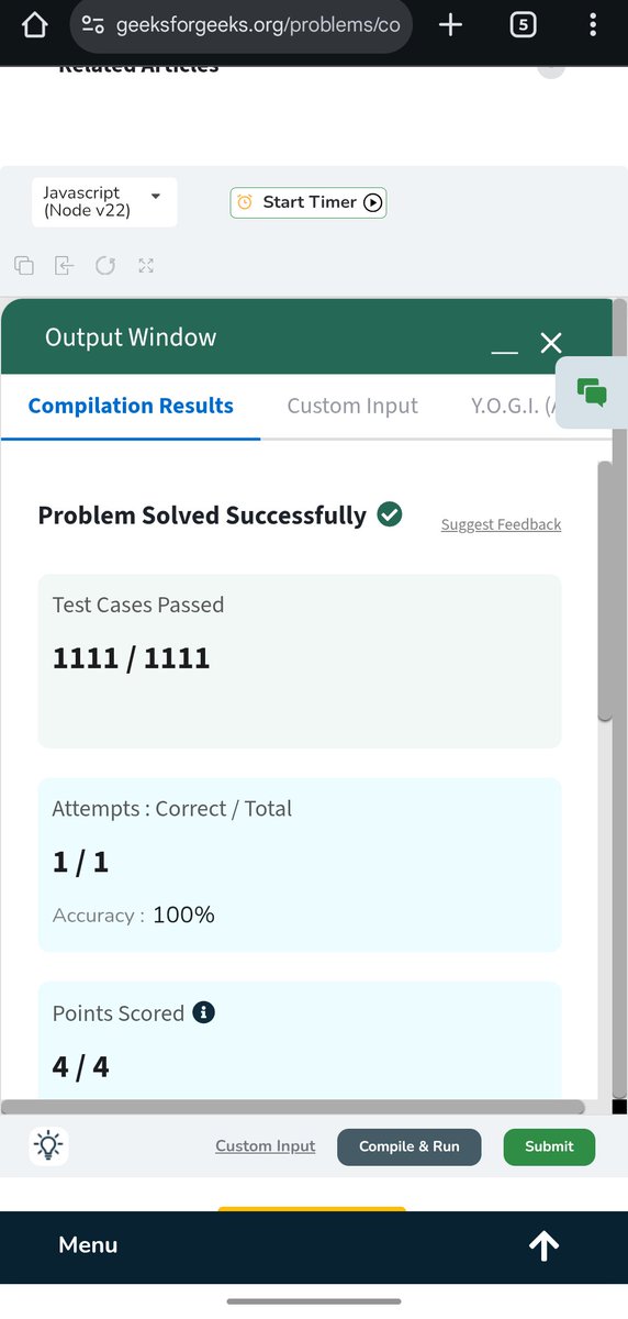 Pratikshak19332's tweet image. 🌱 Day 392 of @geeksforgeeks #POTD !

🧩 Construct Binary Tree from Preorder &amp;amp; Postorder

📘 Approach:
Used recursion — pick root from preorder, find the next node in postorder to split left &amp;amp; right subtrees, then build recursively.

#JavaScript #GeeksforGeeks