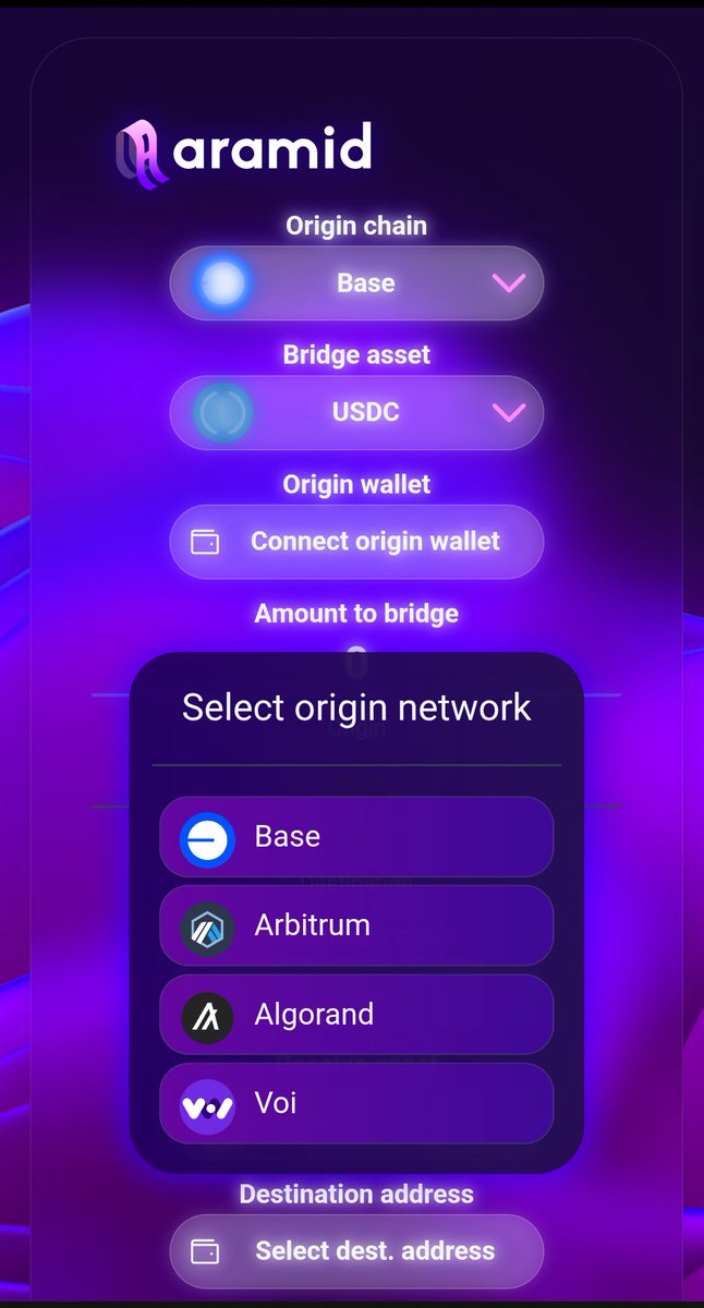 mochanerd's tweet image. Did you know? @AramidFinance Bridge isn&apos;t just for Voi and Algorand, it also supports Arbitrum and BASE as well! 
#AVM ⚡🫱🏼‍🫲🏾🌉 #EVM