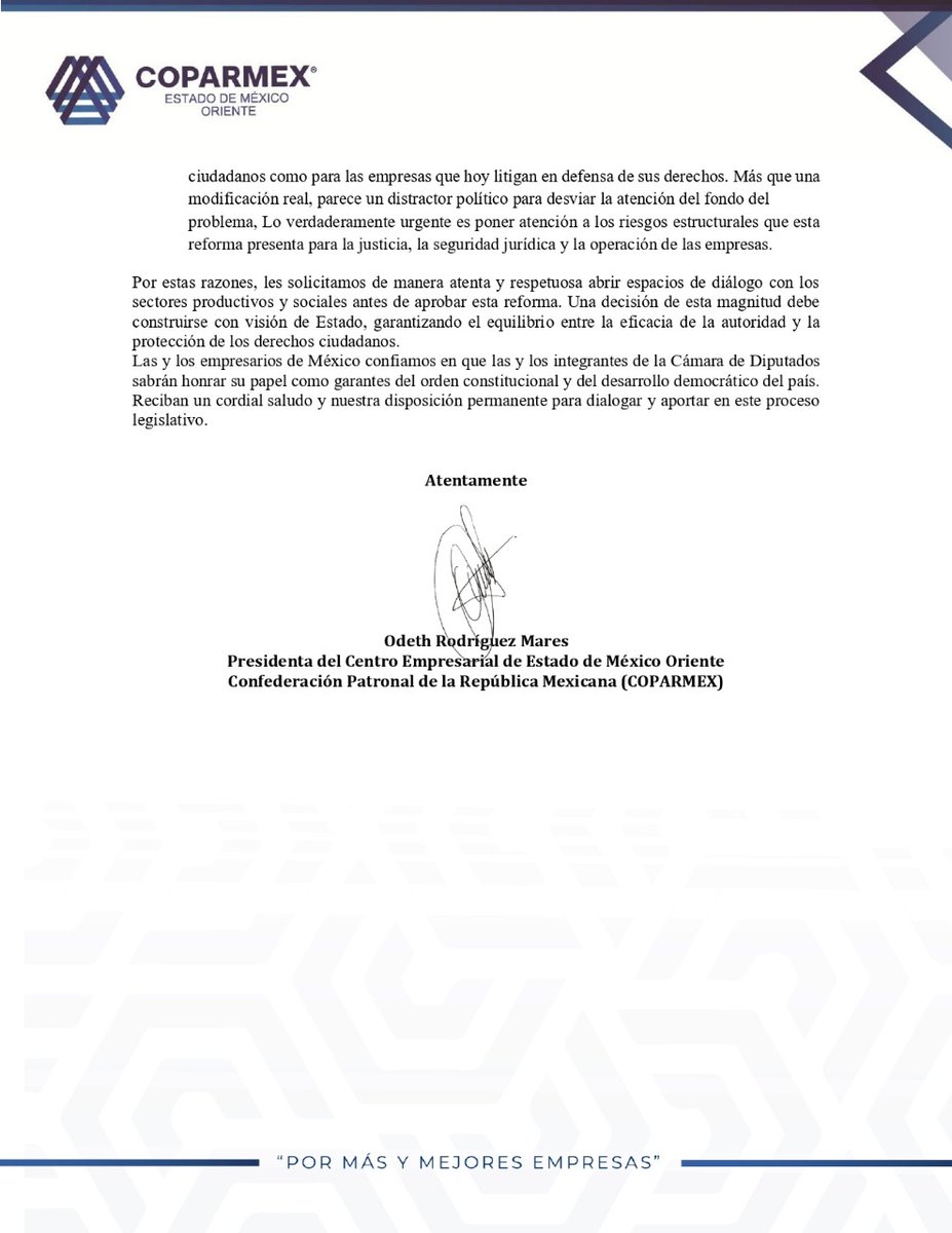 🔵 Diputado <a href="/FerVilchisMx/">Fernando Vilchis</a>: 

Desde #Coparmex le hacemos un llamado a no aprobar la reforma a la #LeyDeAmparo en sus actuales términos, especialmente por el artículo transitorio que permitiría la retroactividad.
No podemos dejar indefensos a ciudadanos y empresas.