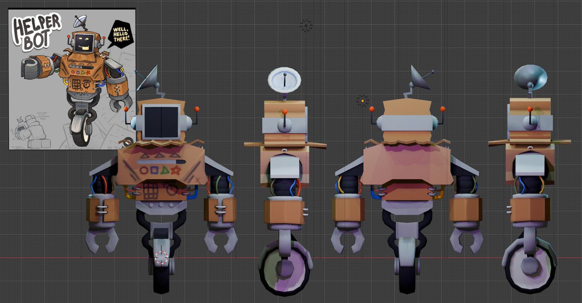 AFTER A WEEK OF AGONIZING PAIN i present helperbot!! I am SO happy to announce that the owner of termination protocol themself bought the model to use for the ACTUAL GAME!!:D I am so honored, and i had so much fun learning more about blender. More soon!

#terminationprotocol