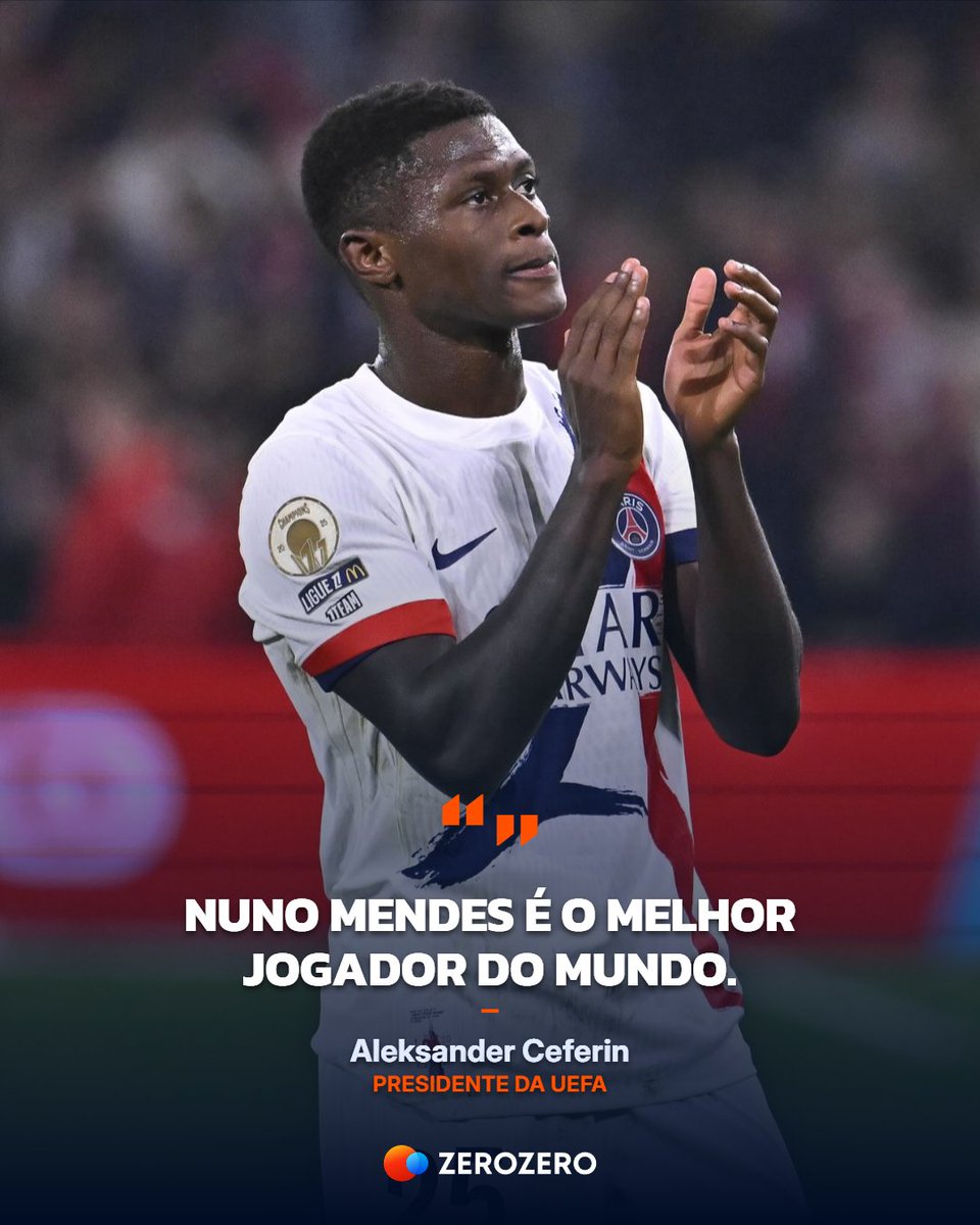 zerozeropt's tweet image. «Nuno Mendes é o melhor jogador do Mundo»
Aleksander Ceferin, presidente da UEFA, desfez-se em elogios para com o lateral português.