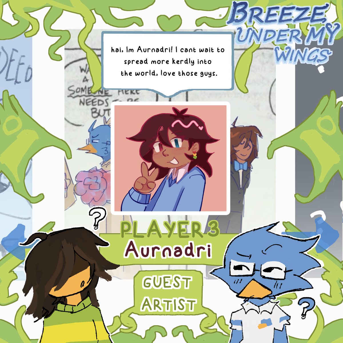 Todays guest artist is... <a href="/Aurndri/">Aurnadri 🚦</a> ! We hope to also spread more Kerdly into the world... It could need it!

I didn't realise we had a wedding going on back there... Congrats!

{ #kerdly #DELTARUNE }