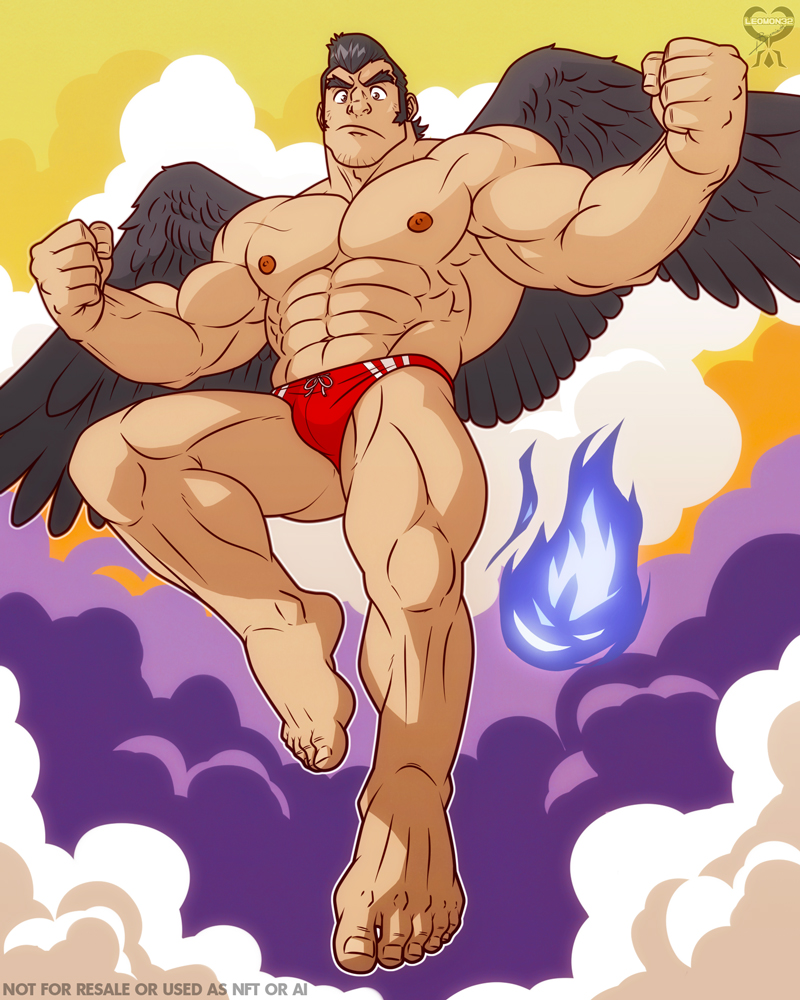 Black Yatagarasu (黒きヤタガラス) from Housamo, original designer : すあまる #bara #muscles #crow #yatagarasu #黒きヤタガラス #ヤタガラス #housamo #放サモ #放サモファンアート #fanart