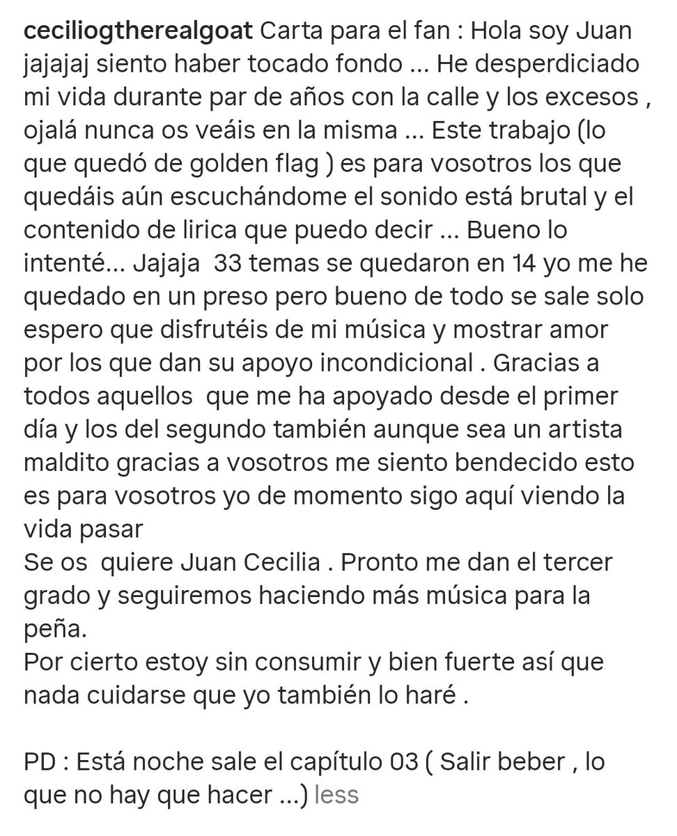 vicekosmic_hmm's tweet photo. -CECILIO G. VUELVE A LA LIBERTAD #FREECECI-
Ceci ha escrito una carta en su Instagram (@/ceciliogtherealgoat) hablando de cómo está. Entre otras cosas, avisa que en poco le concederán el tercer grado penitenciario, que permite salir de la cárcel en semilibertad.
#ceciliog #tdps https://t.co/fLKdxYE6EO