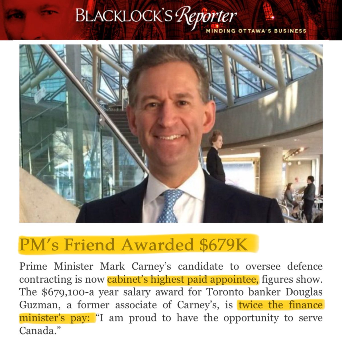 If there’s one thing you can count on a Liberal to do, it’s line the pockets of their friends.

Mark Carney is carrying on Trudeau’s tradition—appointing Liberal insiders to cushy, taxpayer-funded jobs.

This one’s making DOUBLE what the Finance Minister earns.

The Prime