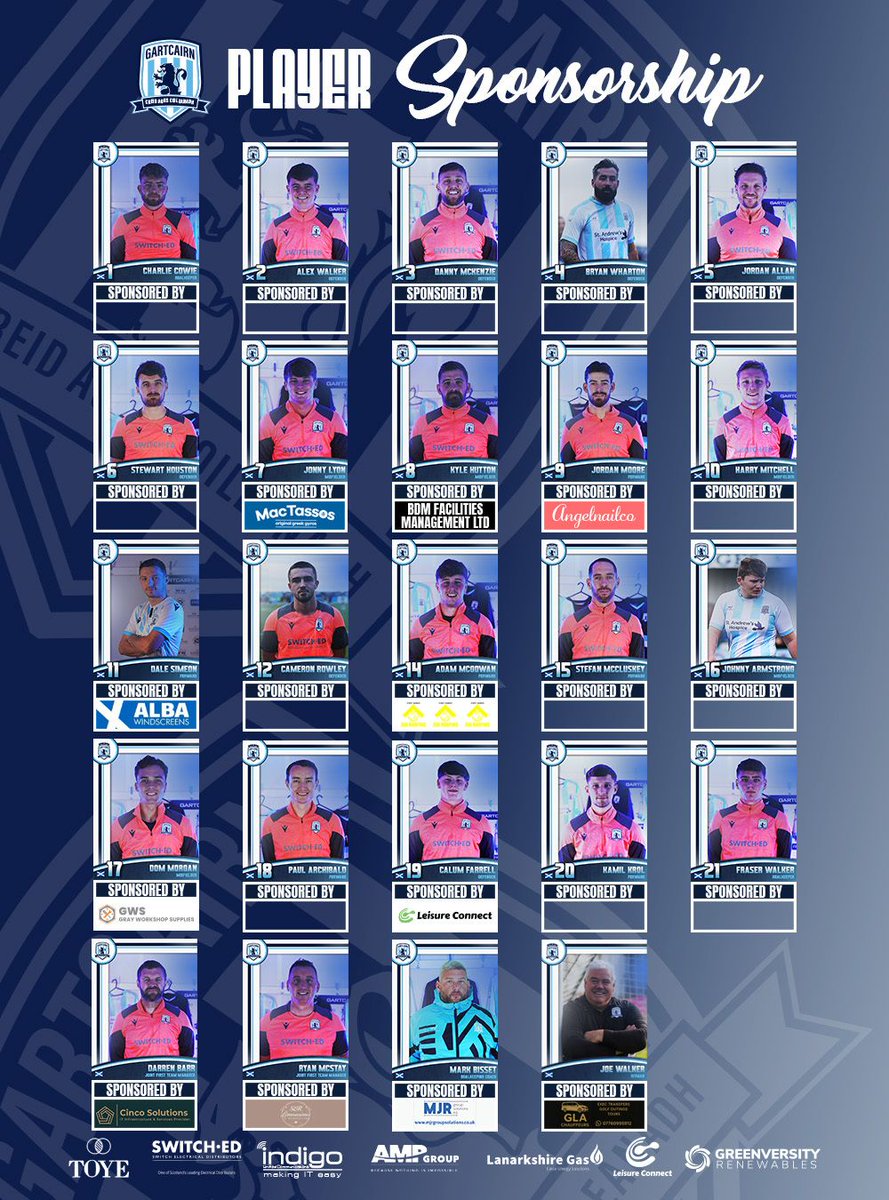 PLAYER SPONSORSHIP

WE ARE INVITING player sponsorship for this season with ALL funds donated to young Centre Back, Calum Farrell's upcoming ACL surgery.

💷 £100 per player
✅ 1 x Hospitality Pass at MTC
✅ 2 x POTY event tickets
✅ Social Media Exposure on all of our channels