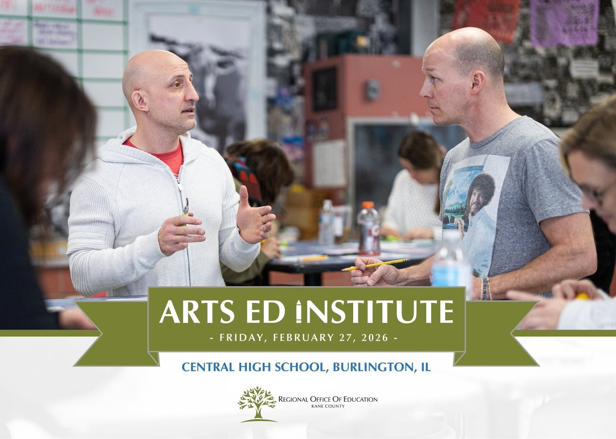 CALL FOR PRESENTERS 🎨

As part of Kane County Institute Day, the ROE will also host the 2026 Arts Ed Institute on Friday, Feb. 27 at Central High School.

If you are a fine arts educator interested in sharing your expertise, click to submit your proposal go.kaneroe.org/artsedproposal