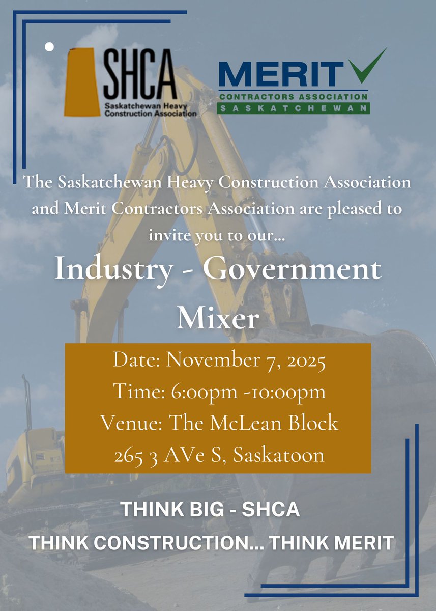 Join us for a night of networking.  
<a href="/SaskHeavy/">Sask Heavy</a> #thinkconstructionthinkmerit #wesupportopenshop