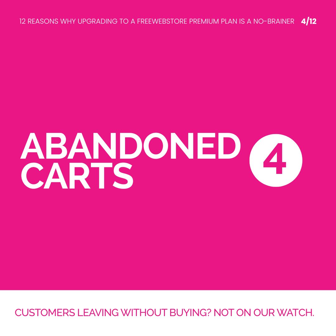 4. Abandoned Cart Recovery

Customers leaving without buying? Not on our watch. Premium plans gives you the power to retrieve lost sales with automated cart recovery emails. A gentle nudge = more conversions.

blog.freewebstore.com/2025/07/31/12-…

#12ReasonsToUpgrade